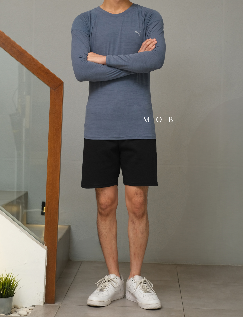 PMBL02002B Warmcell Baselayer TOP-BACK Logo Blue Grey