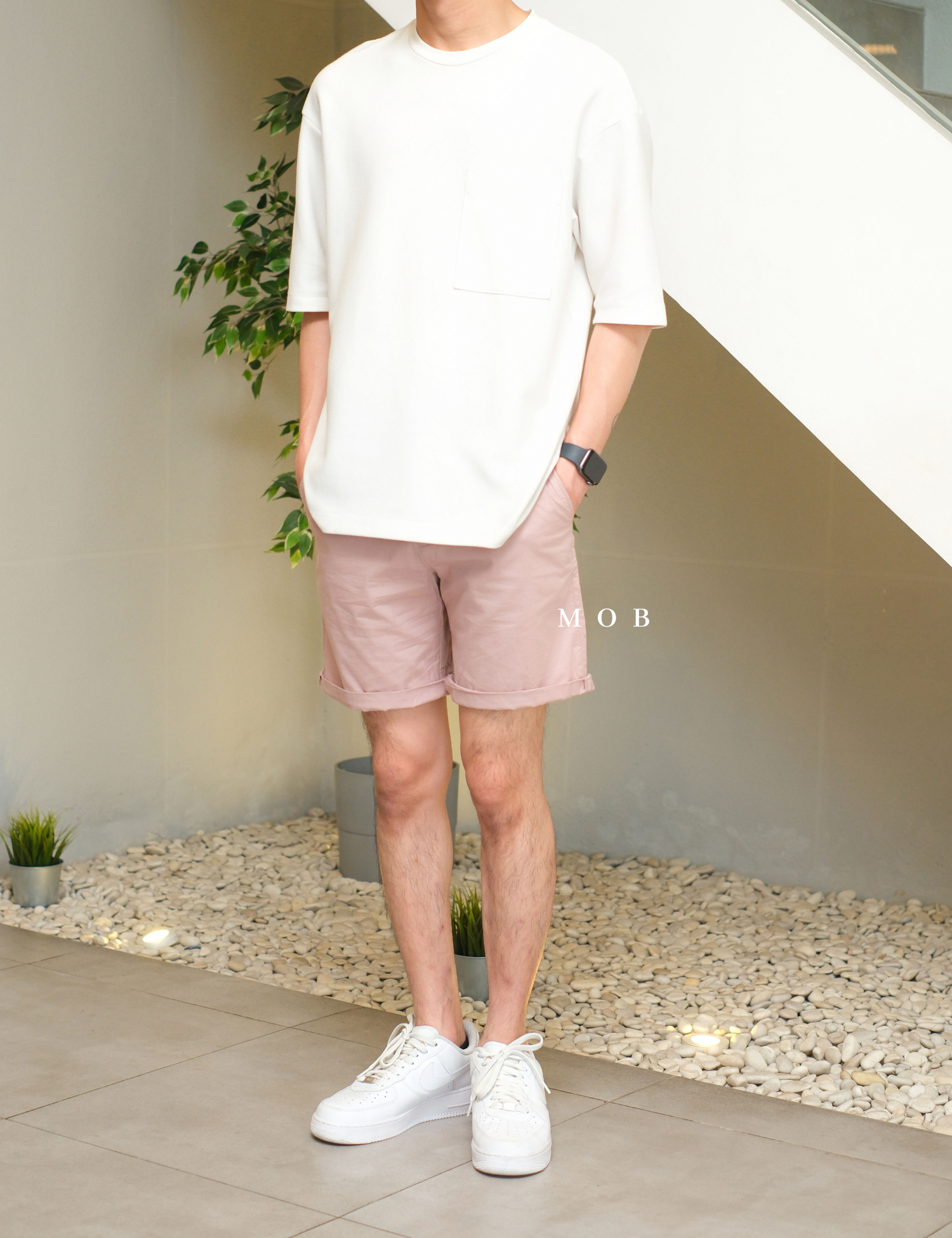 HMSR03001 Slim Fit Chino Shorts Pale Pink