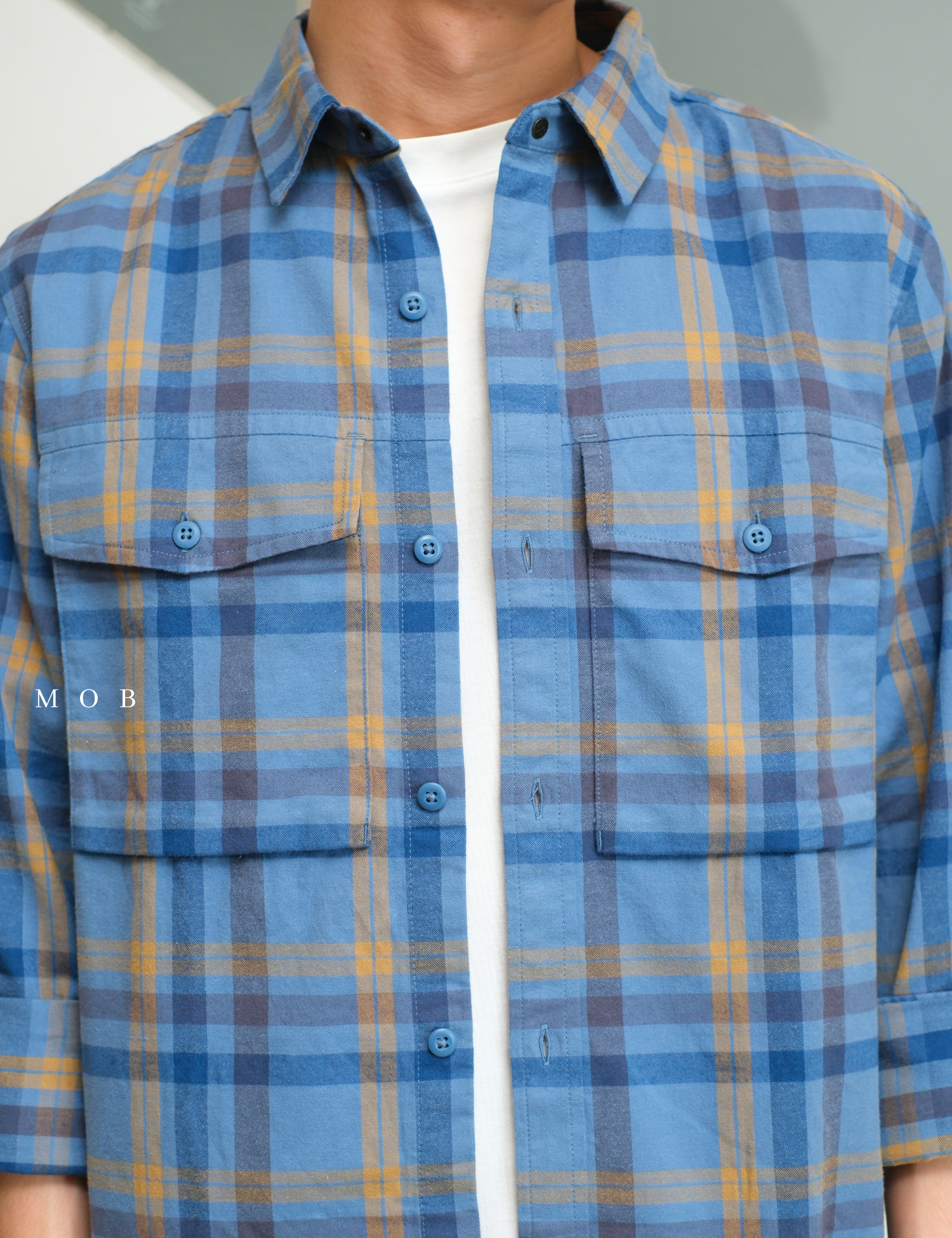 REILSS01005A Wallace Lake Flannel LS Shirt Blue Yellow Plaid