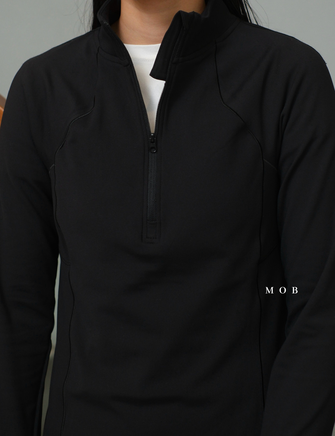 SPYJ03001A Active 1/2 Zipper Jacket Black