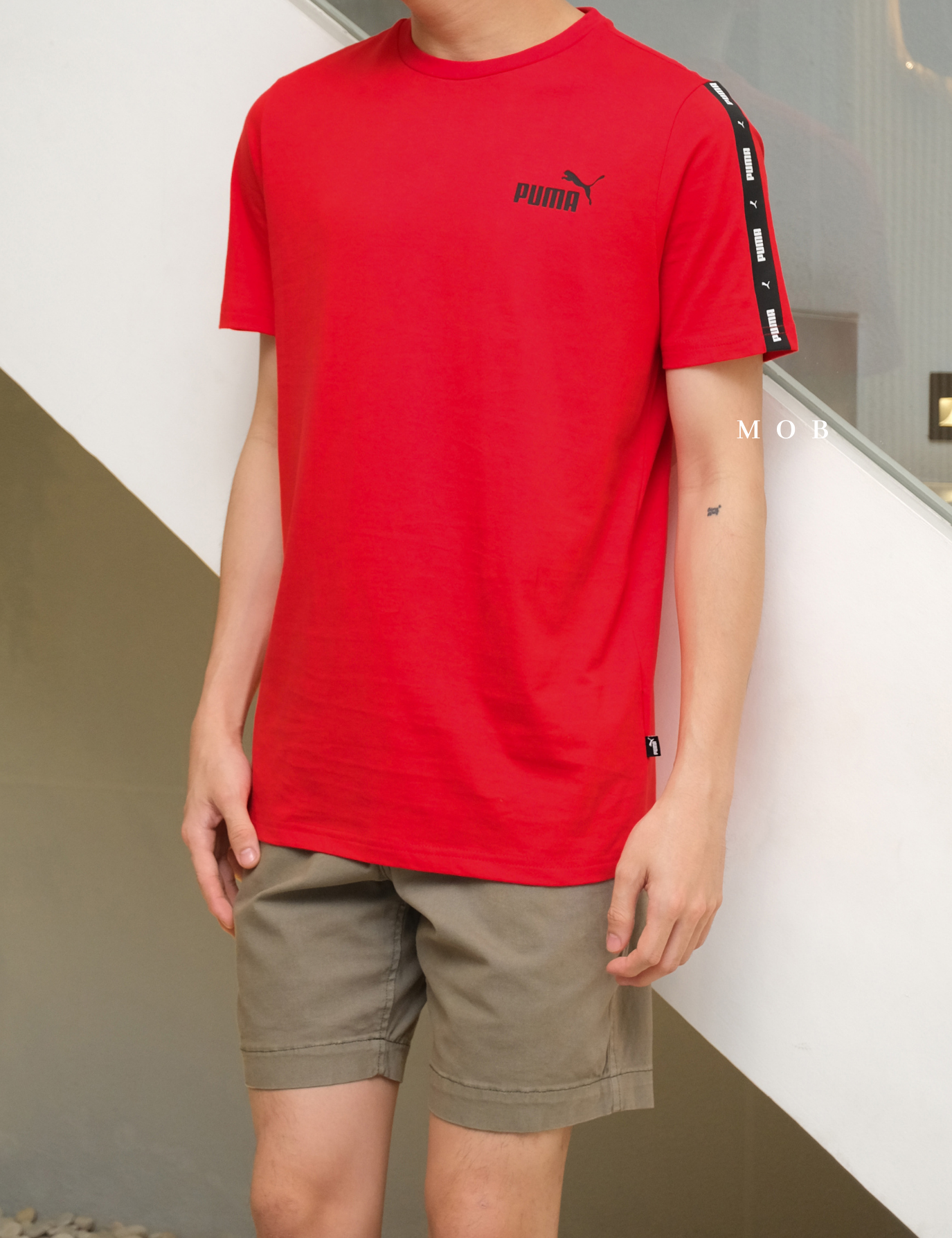 PMSST07001C Essentials Tape SS Tee Red