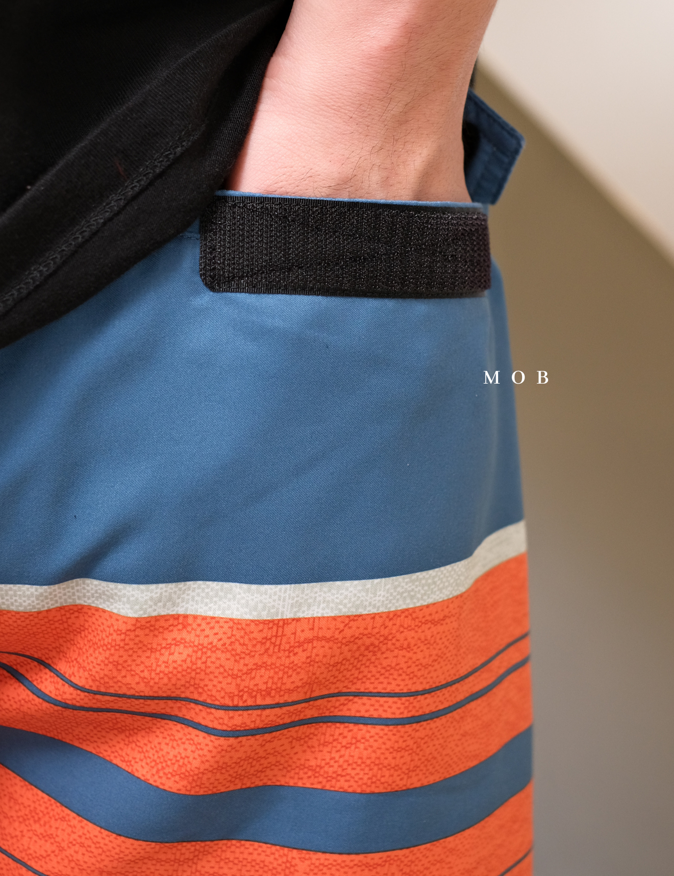 QSBS02003B Volley Shorts Blue Orange Stripe