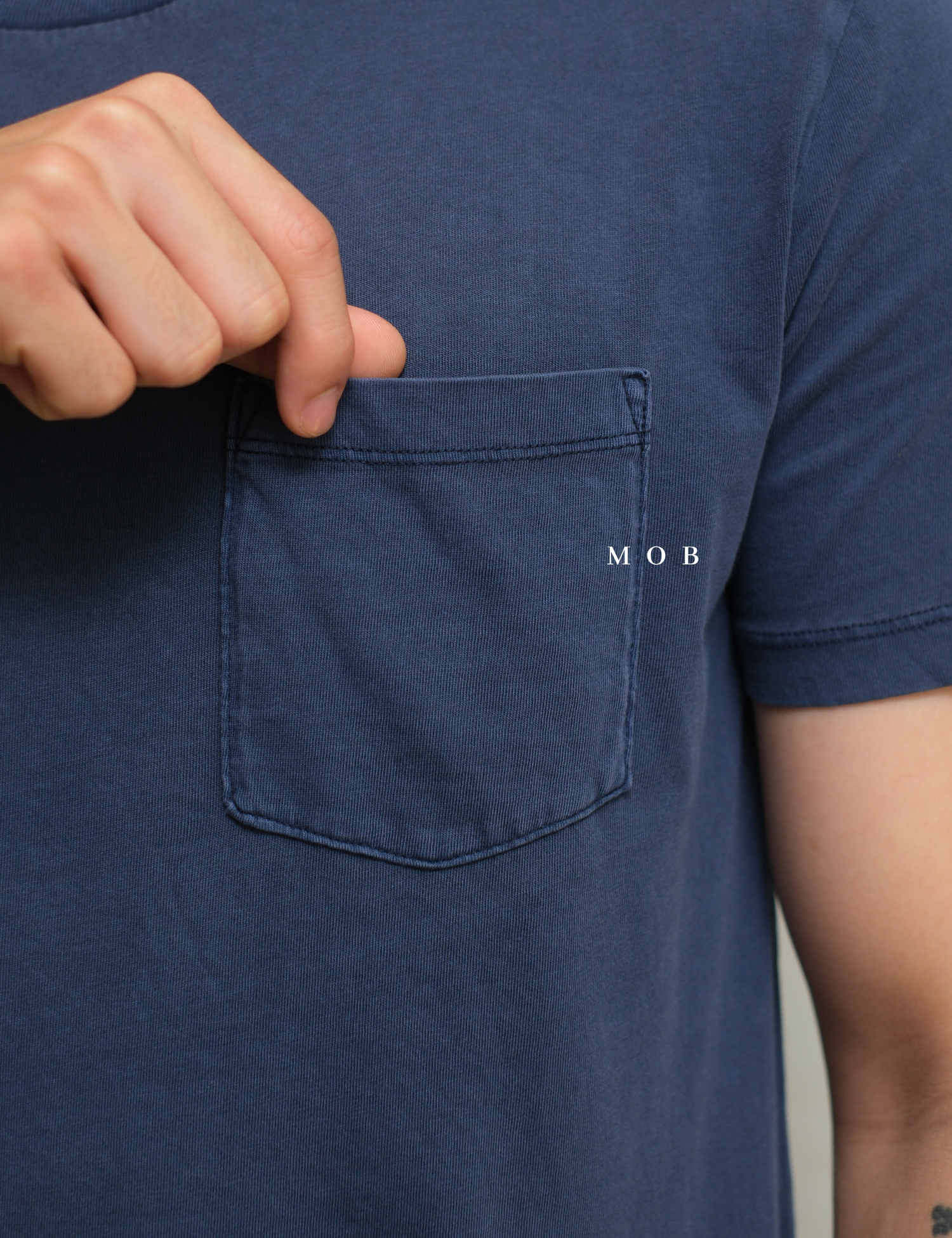 GPSST1001AI Basic Pocket Tee Navy Grey