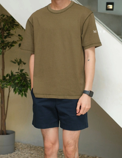 Image of GPSST2201A Heavyweight Boxy Cropped SS Tee Olive
