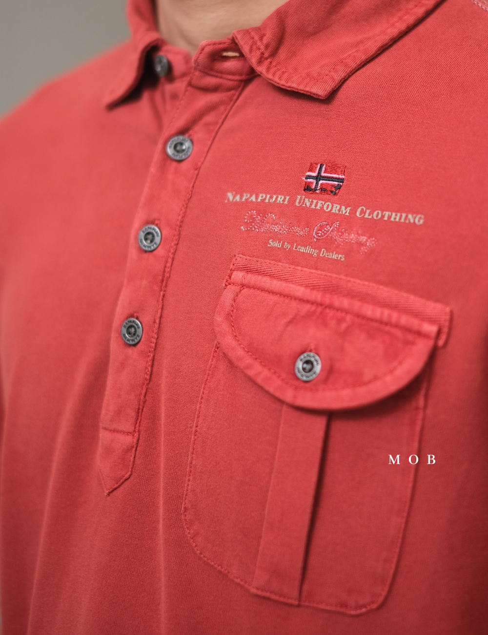 NPJPLS01002A Pocket Polo LS Terracotta