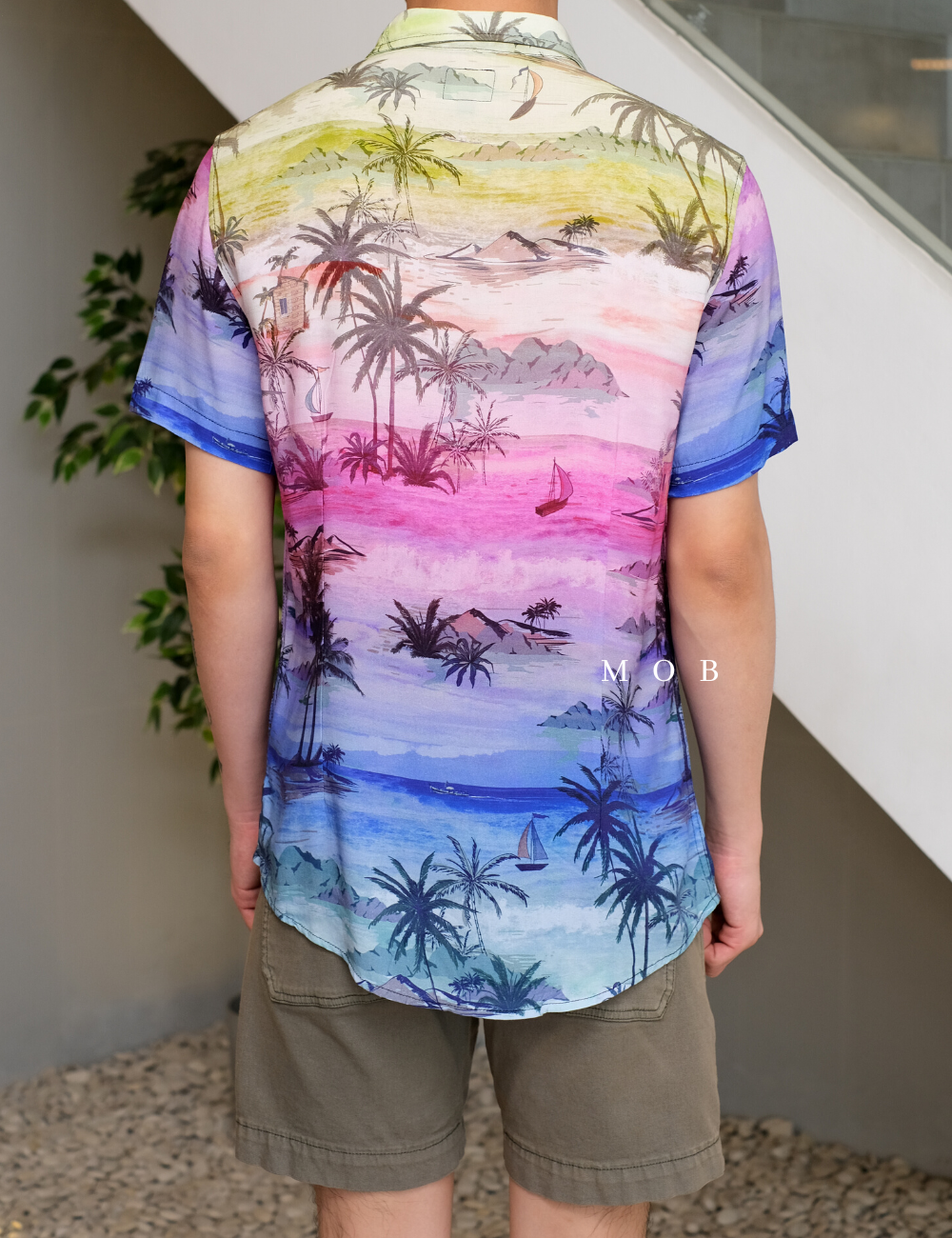 GSSSS01012 Eco Rayon Distant Shores Tropical Print Shirt