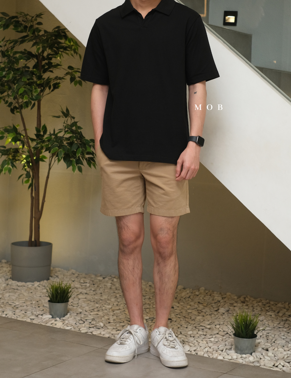MSSPSS01002A SLIT NECK Pique Polo SS Black