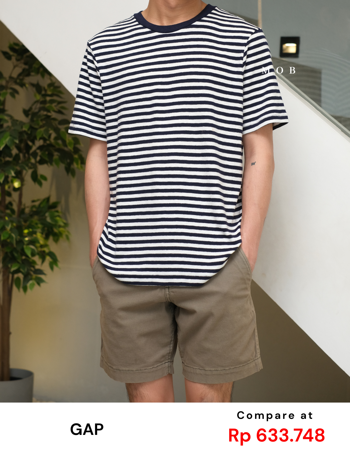 GPSST1601A Striped SS Tee Navy