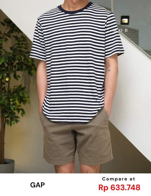 Image of GPSST1601A Striped SS Tee Navy
