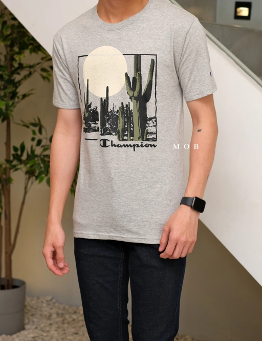 Image of CHMPSST2007B Graphic Cactus Moon SS Tee Oxford Grey