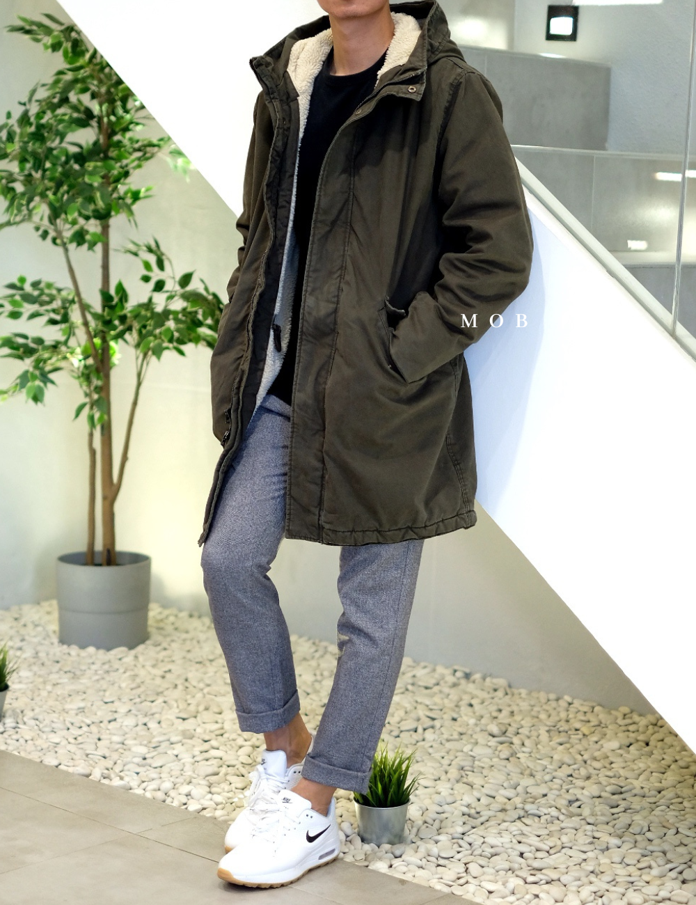 GPJ1201A Sherpa-lined Fishtail Parka Olive