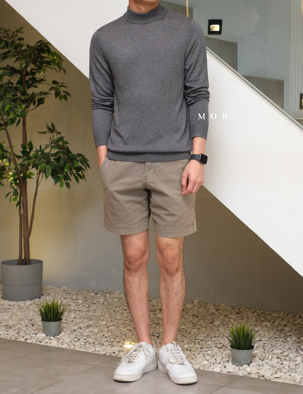SPSW01001 Merino Wool Half-Neck Sweatshirt Light Grey
