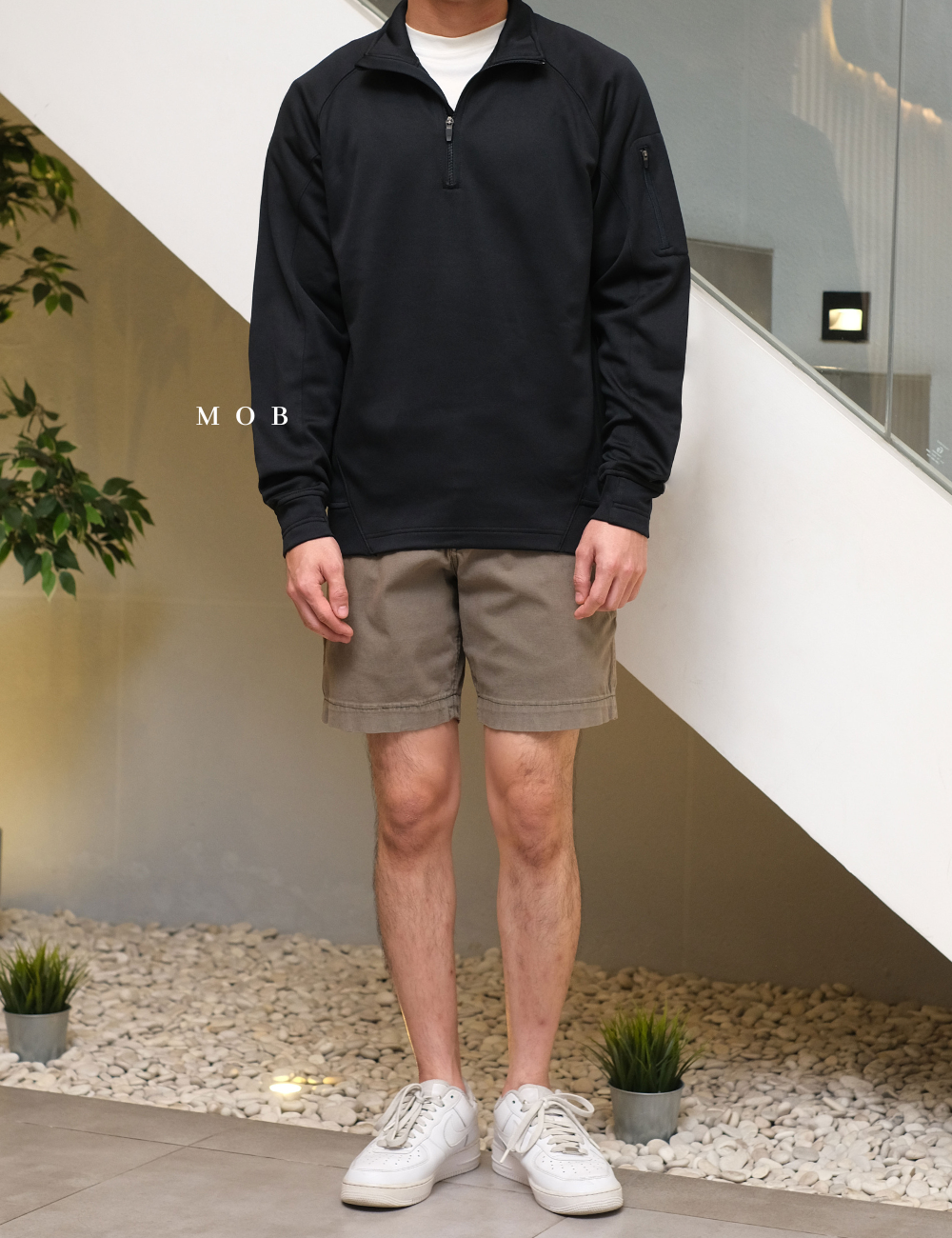 STSW04001 Basic Quarter Zip Sweatshirt Black