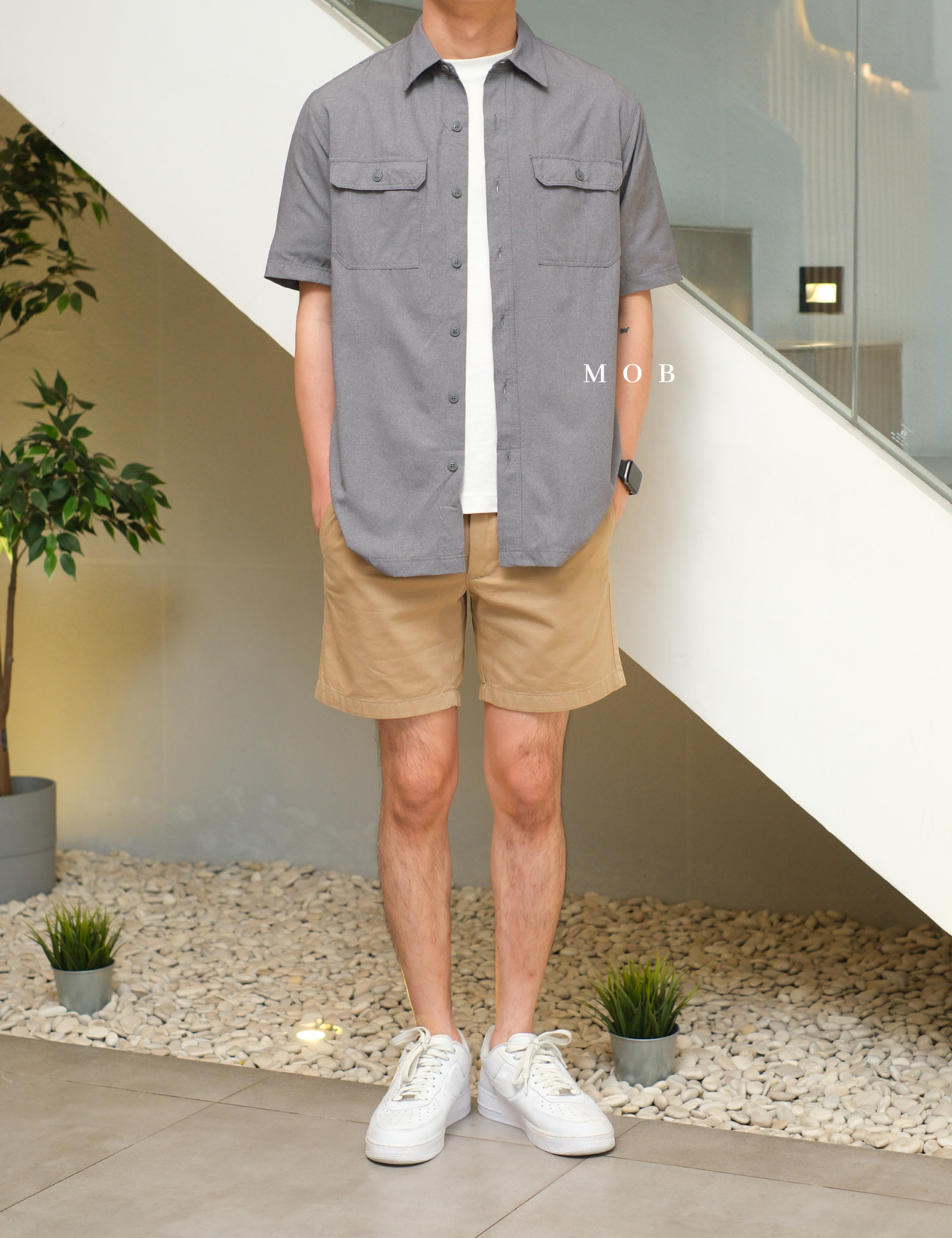 CNBSSS03001A Quick Dry Classic Fit SS Shirt Grey