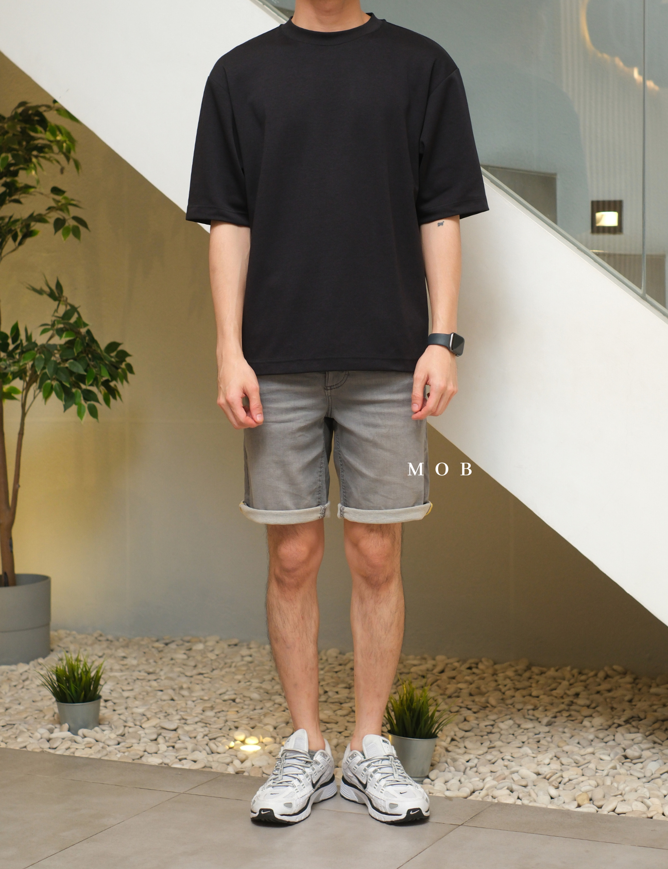 CASR01001 Active Denim Shorts Smoke Grey