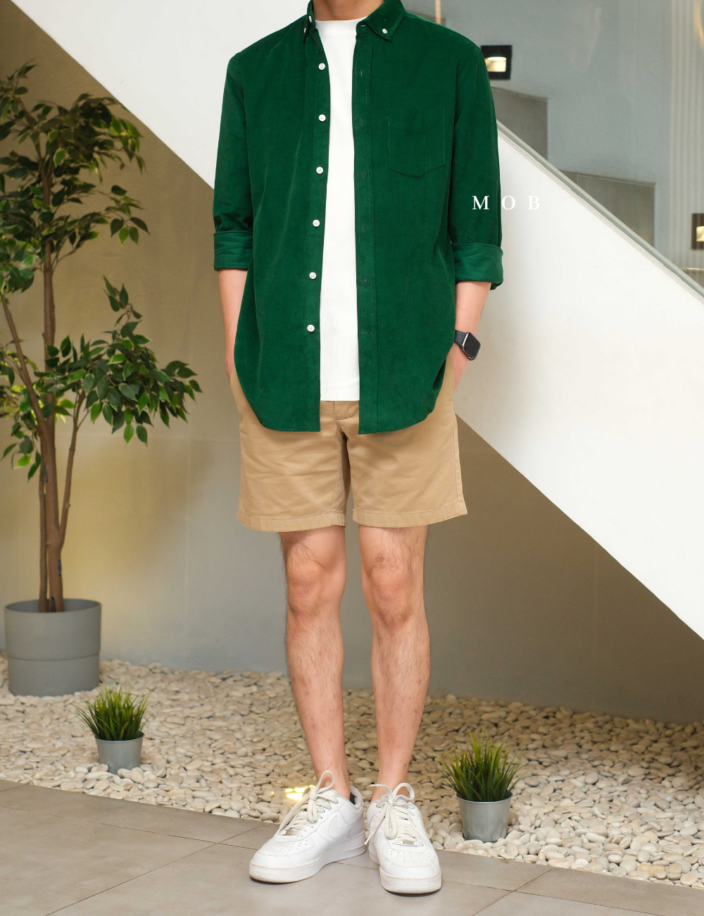 CLRLSS01001A Corduroy Shirt Jacket Dark Green