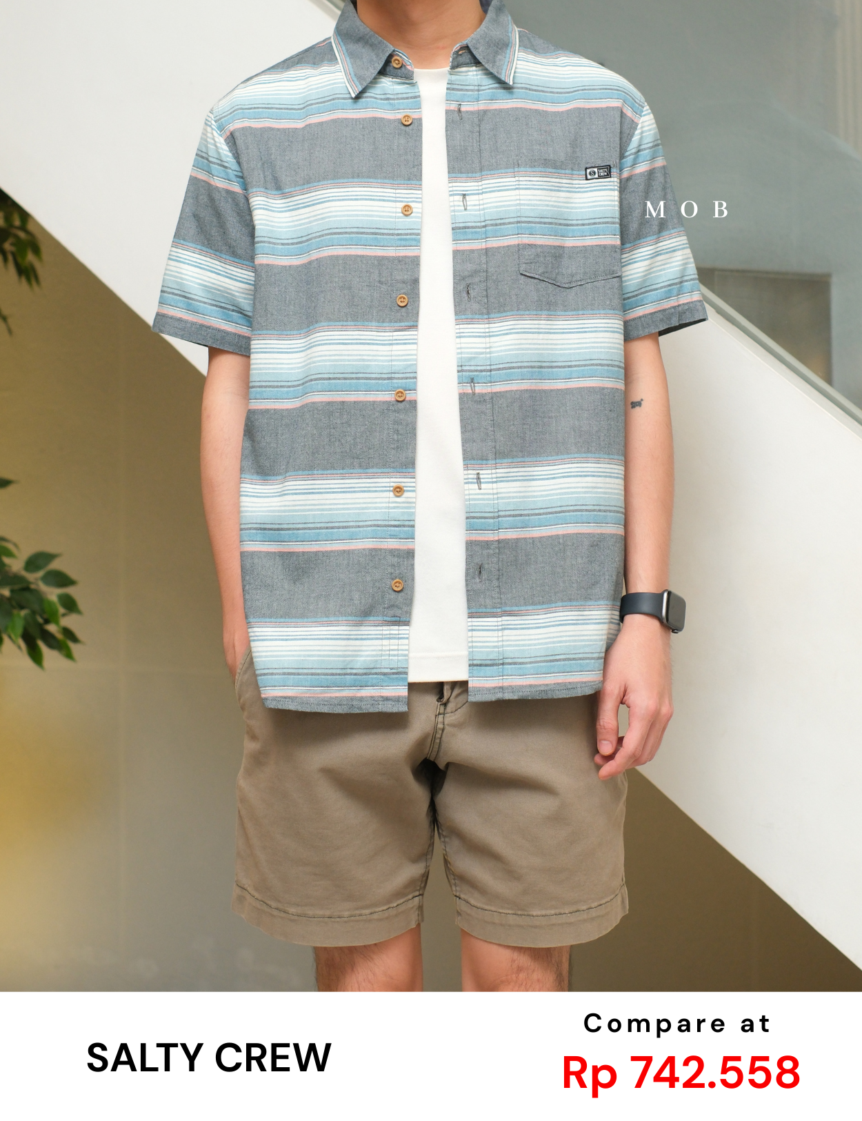 STCSSS01003A Mainland Woven SS Shirt Grey Tosca Stripe