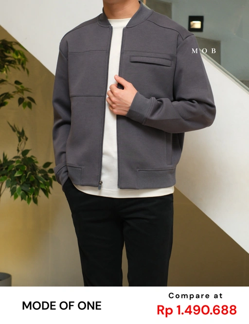 Image of MODJ01003 Modern Pocket Bomber Jacket Asphalt Grey