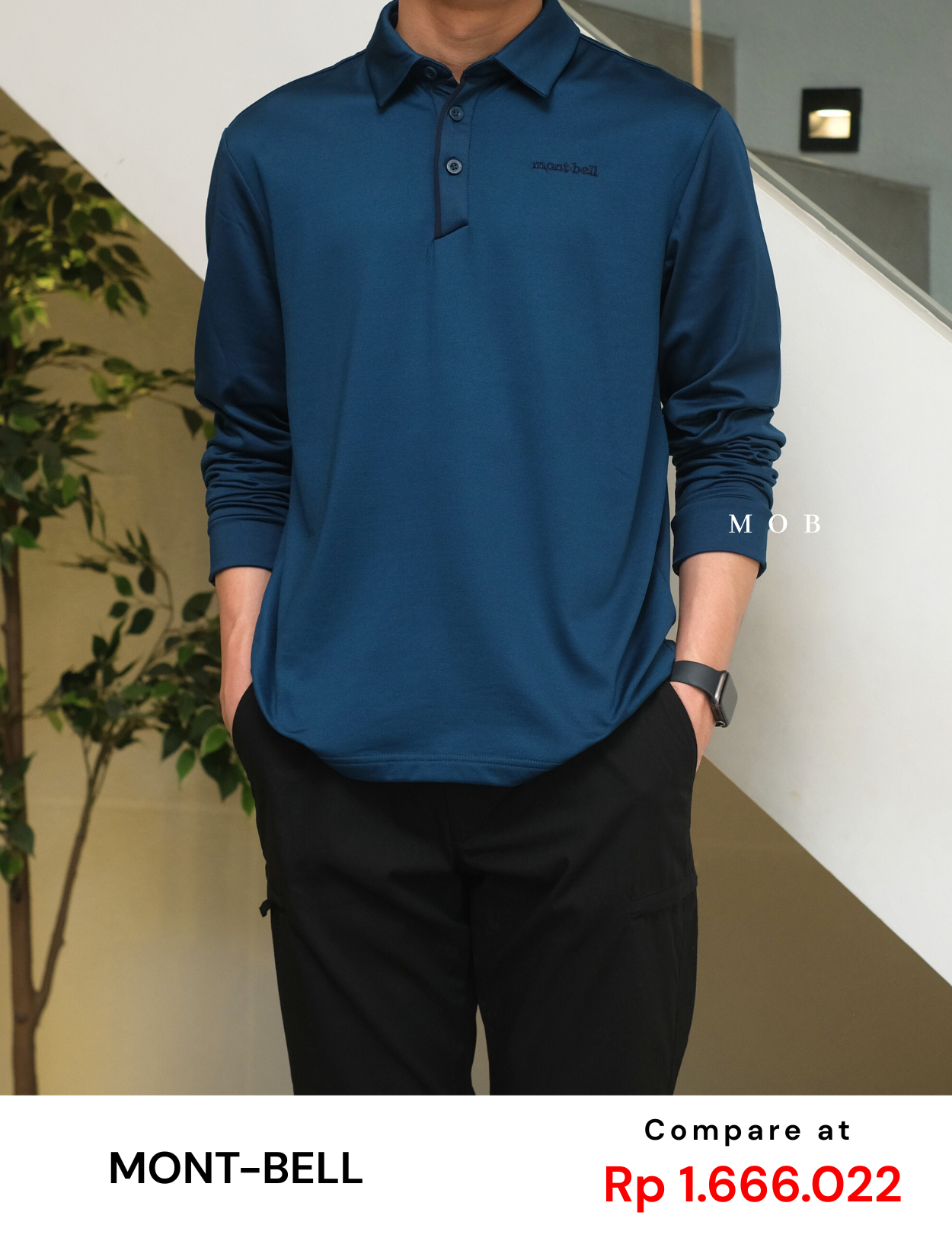 MBLPLS01003 List Placket Polo LS Teal Blue