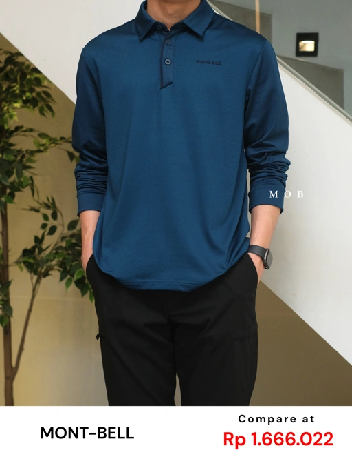 MBLPLS01003 List Placket Polo LS Teal Blue