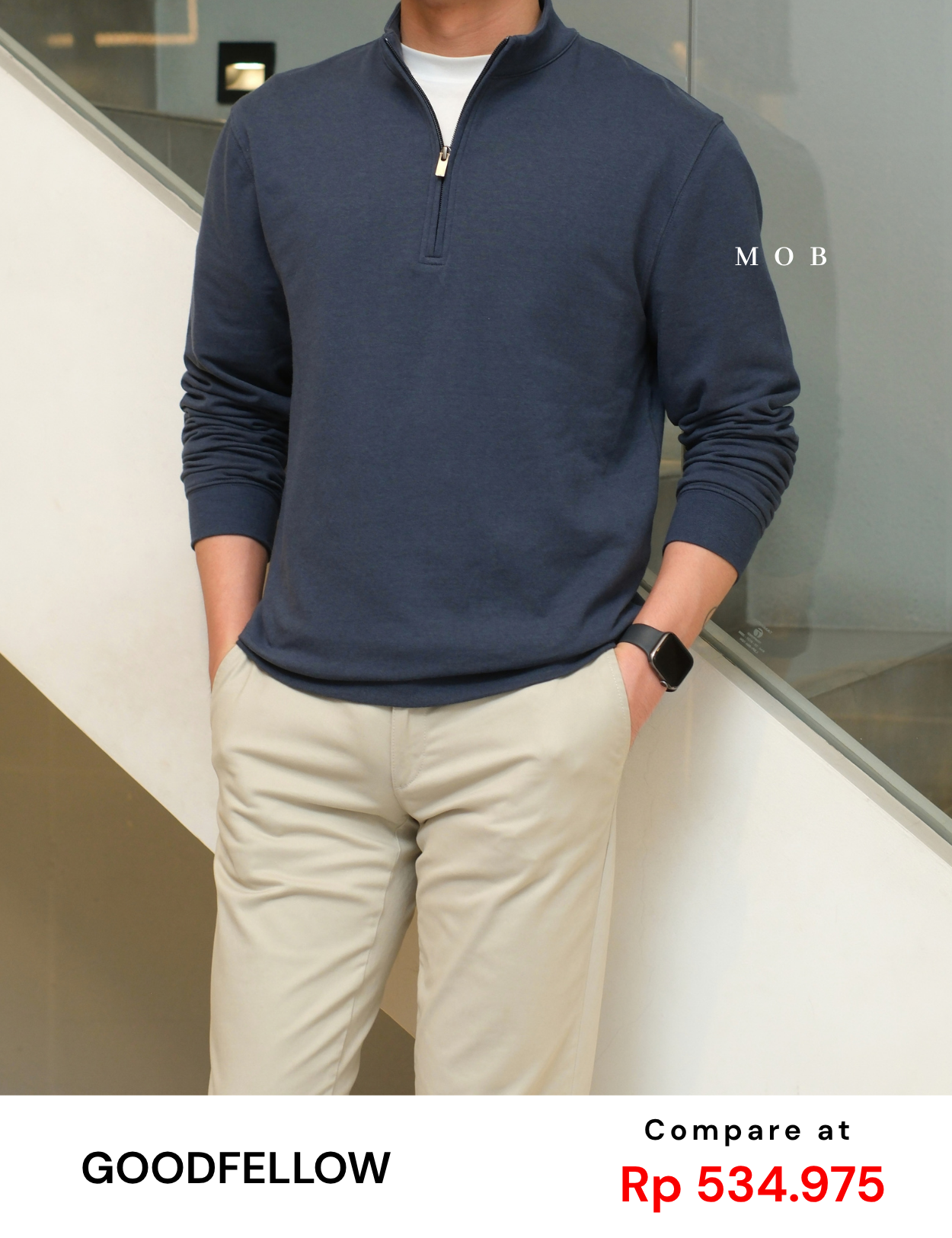 GFW01SWO001-004 1/4 Zip French Terry Sweatshirt Navy