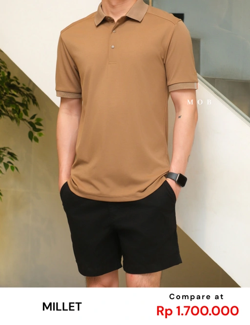MIL01SSP001-001 Performance SS Polo Tan Brown
