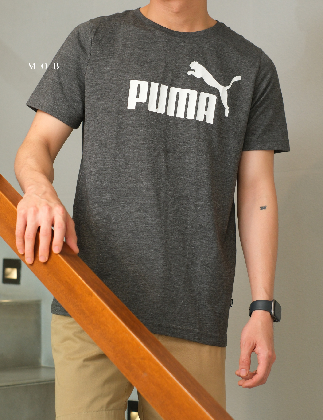 PMSST07007B Essentials Heather SS Tee Grey Misty