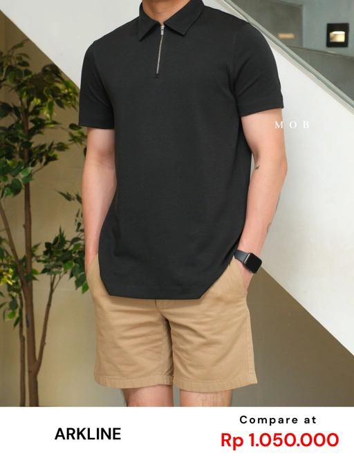 Image of ARK01SSP025 Cerniera Polo SS Shirt Sophisto Grey