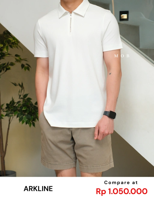 Image of ARK01SSP024 Cerniera Polo SS Shirt Off White