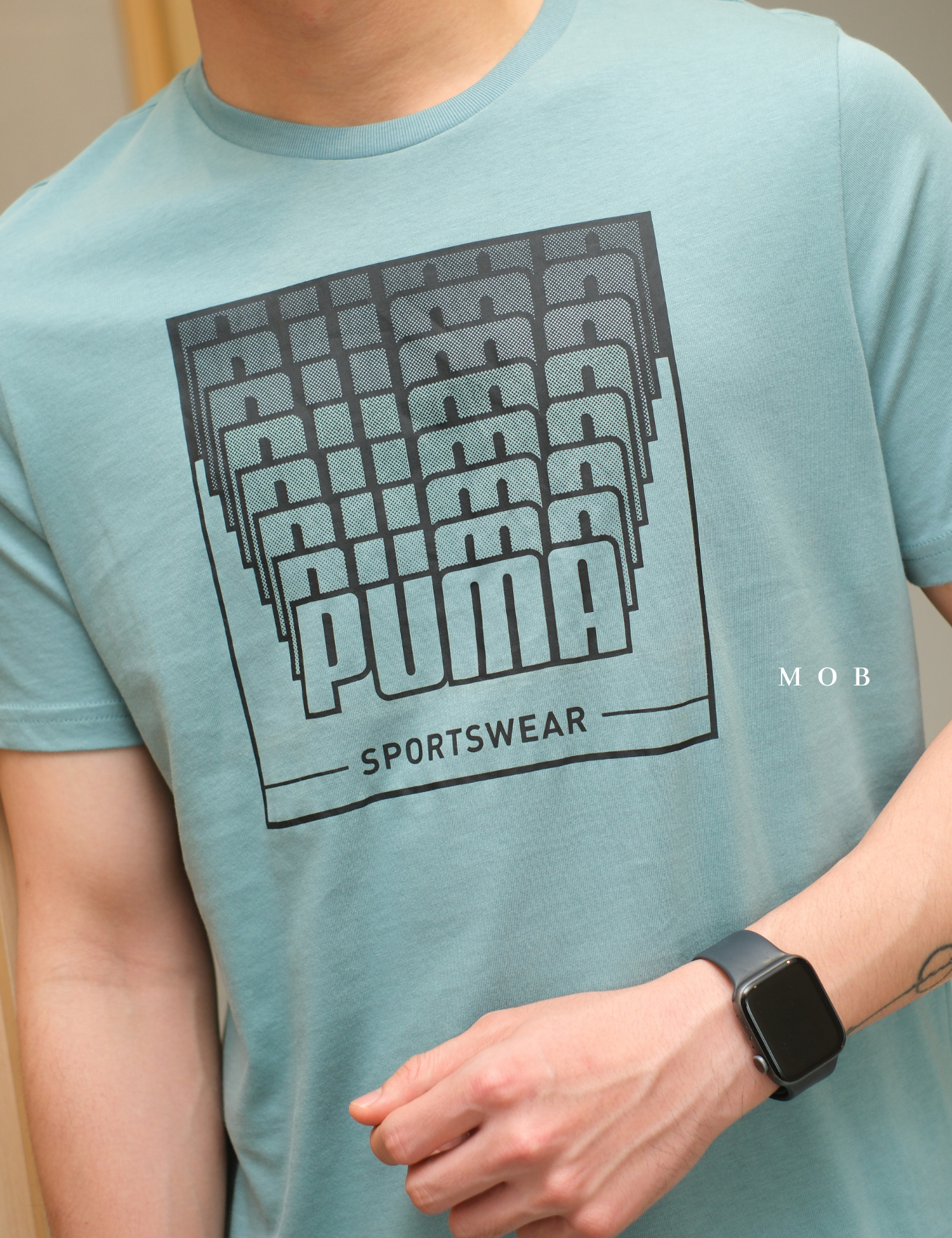 PMSST1001 Wording Graphic SS Tee Sky Blue