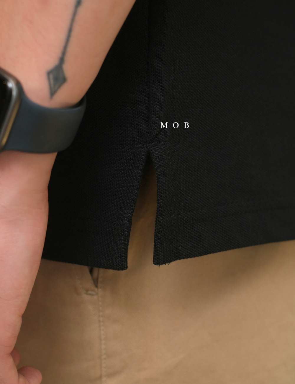 MSSPSS01002A SLIT NECK Pique Polo SS Black