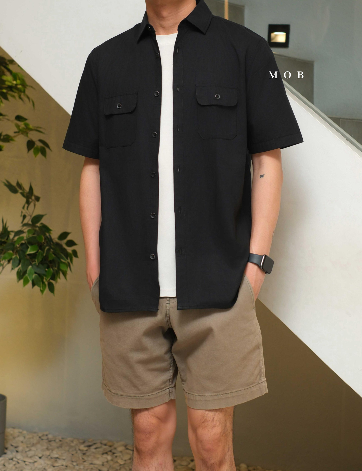 AFSSS01001E Warren Pocket SS Shirt Black