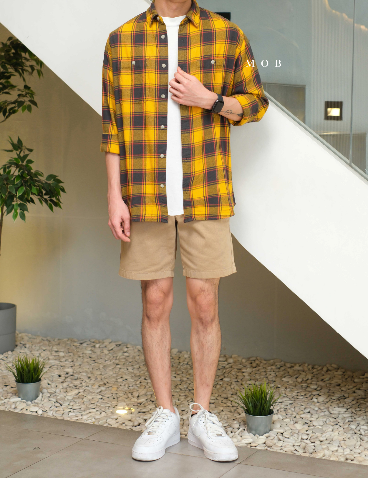SNMLSS01006 Super Soft Flannel LS Shirt Yellow Grey Plaid