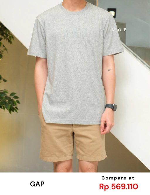 Image of GPSST2031A Arch Logo Rubber SS Tee Heather Grey