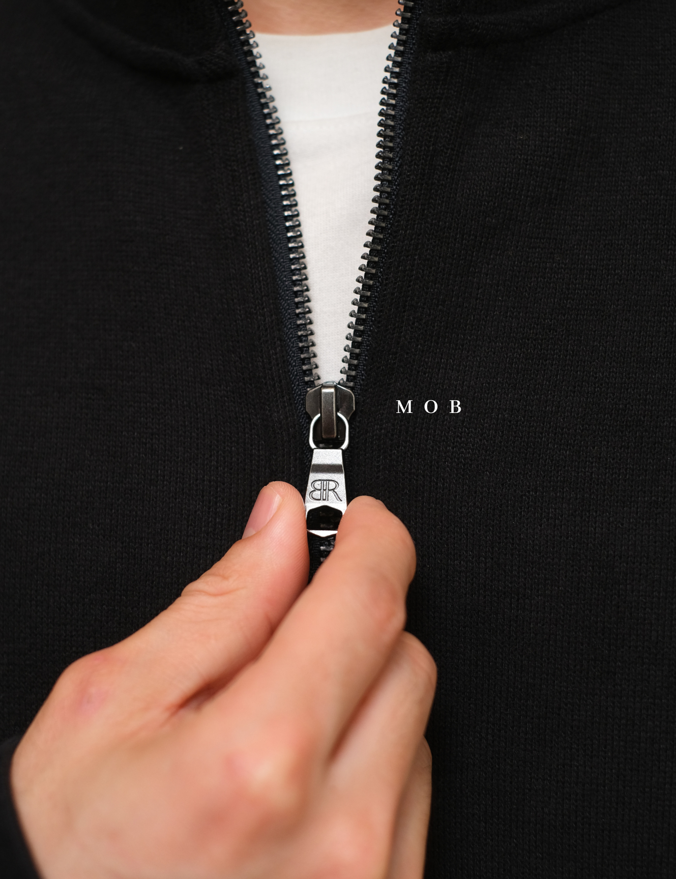 BRJ03002 Quarter Zip Double Knit Black