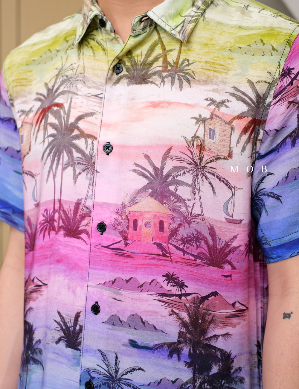 GSSSS01012 Eco Rayon Distant Shores Tropical Print Shirt
