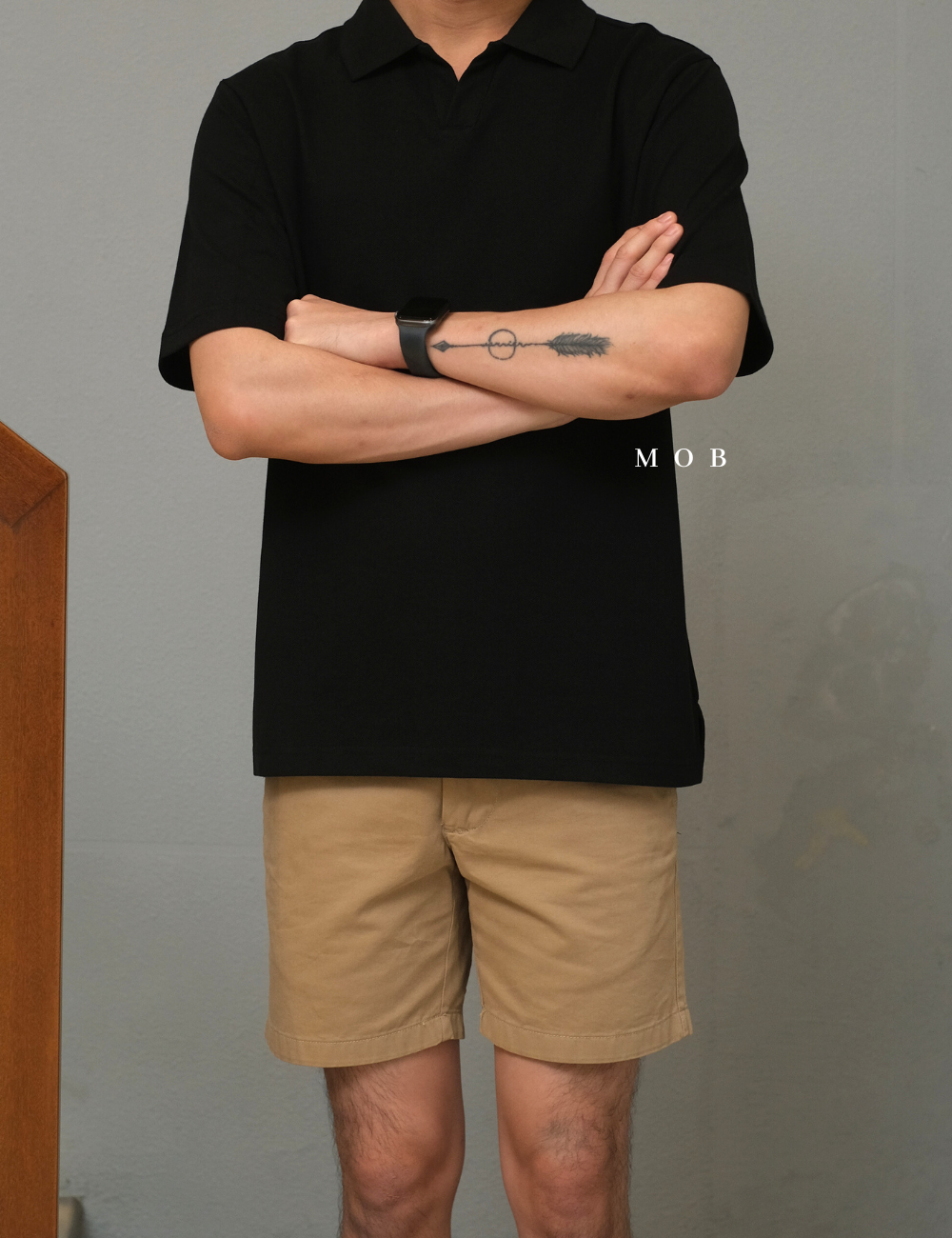 MSSPSS01002A SLIT NECK Pique Polo SS Black