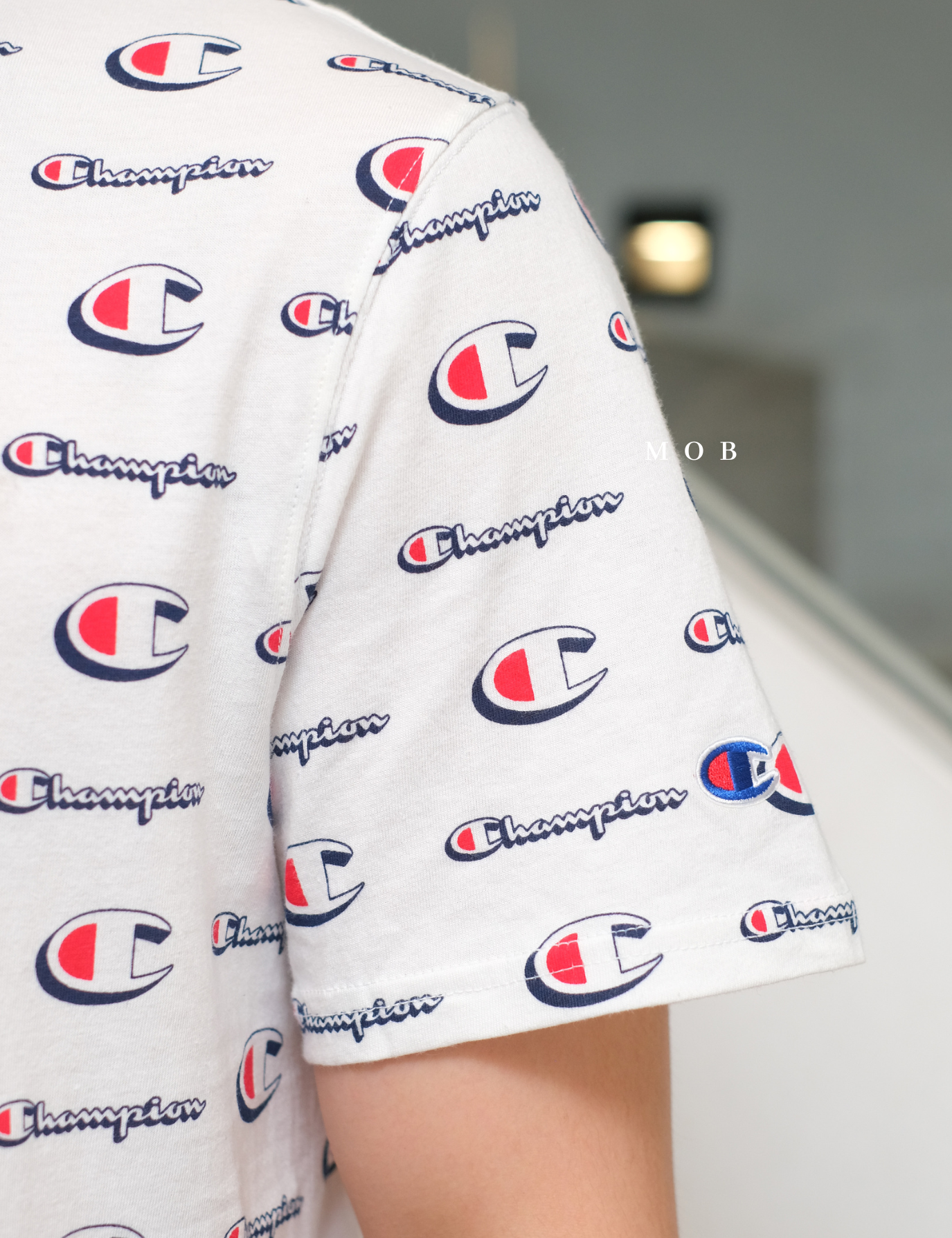 CHMPSST2103B Classic All Over Logo Tee White