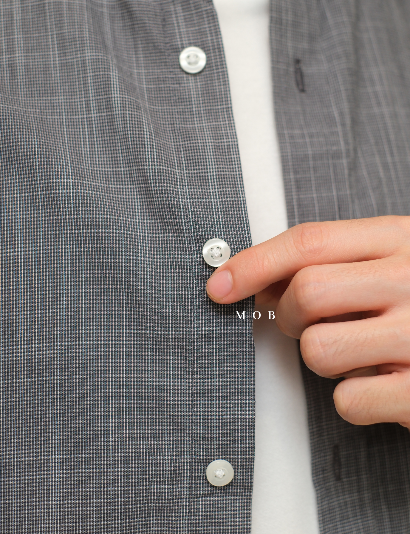 CLRSSS02001B Texture Check Stretch SS Shirt Black Grey