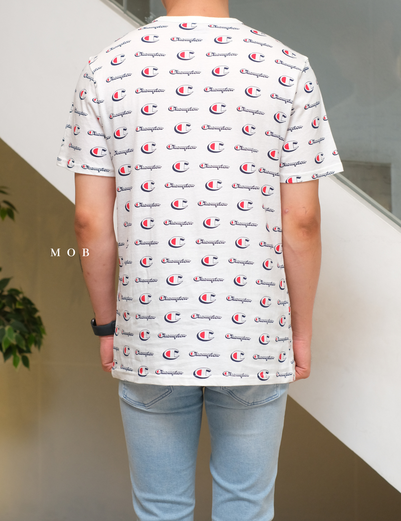 CHMPSST2103B Classic All Over Logo Tee White