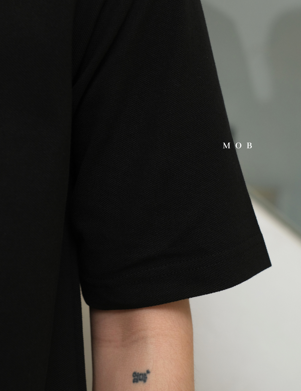 MSSPSS01002A SLIT NECK Pique Polo SS Black