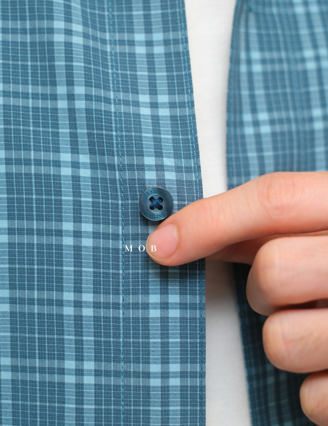 MMSSS02001A Eldridge Novelty SS Shirt Teal Blue Tartan Plaid