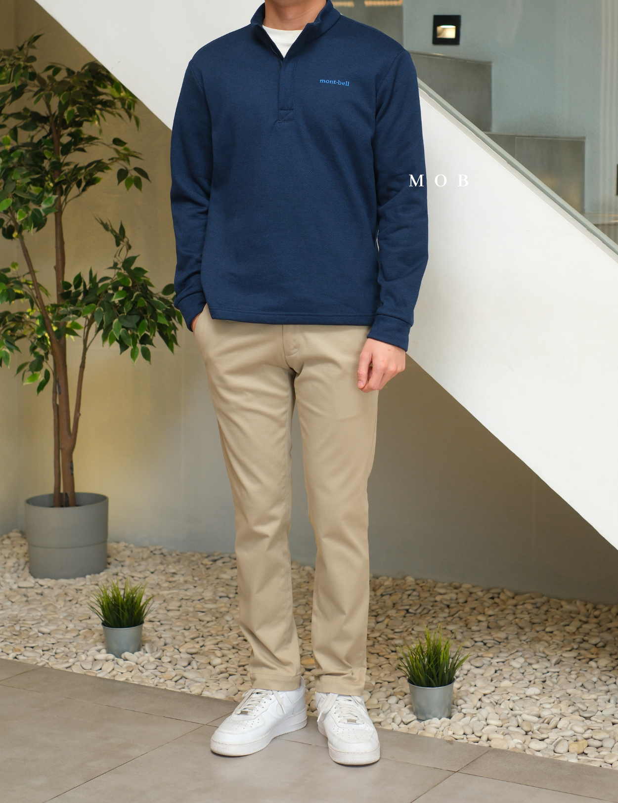 MBLJ01003 Mock Neck Fleece Half Zip Jacket Navy