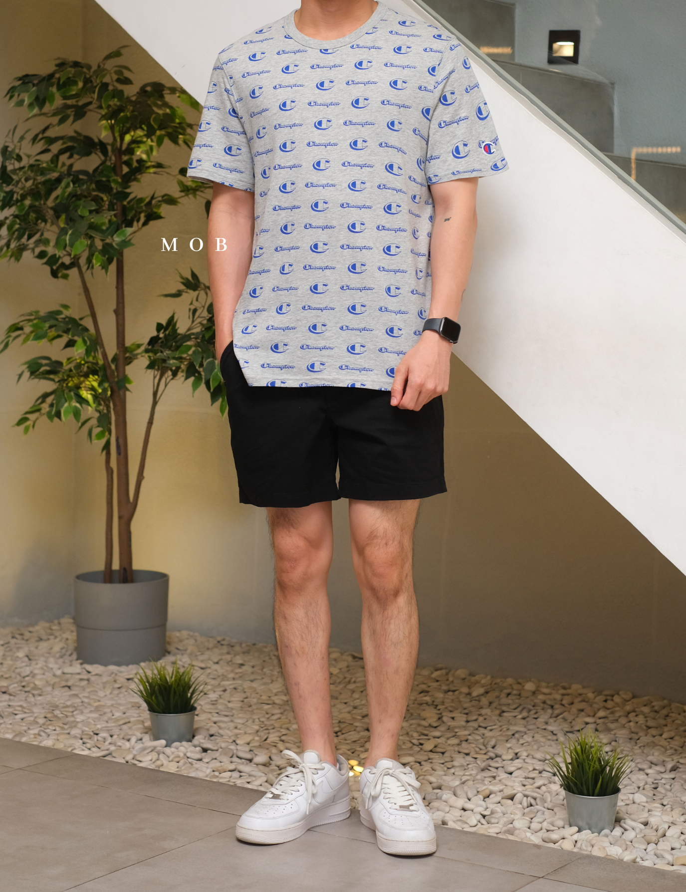CHMPSST2103C Classic All Over Logo Tee Grey