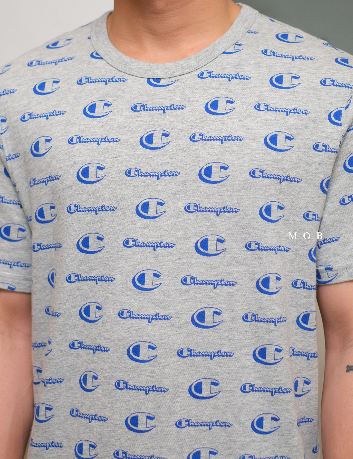 CHMPSST2103C Classic All Over Logo Tee Grey