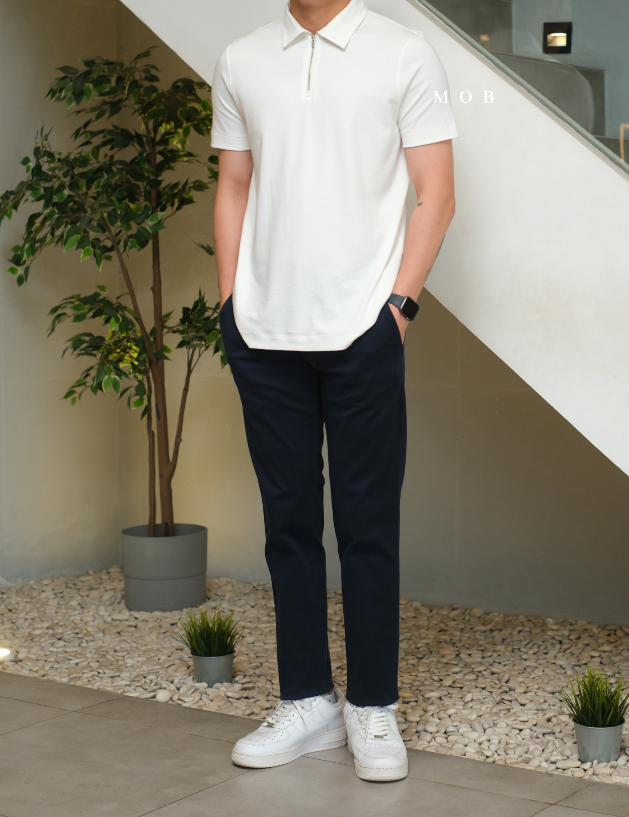 ARK01SSP024 Cerniera Polo SS Shirt Off White