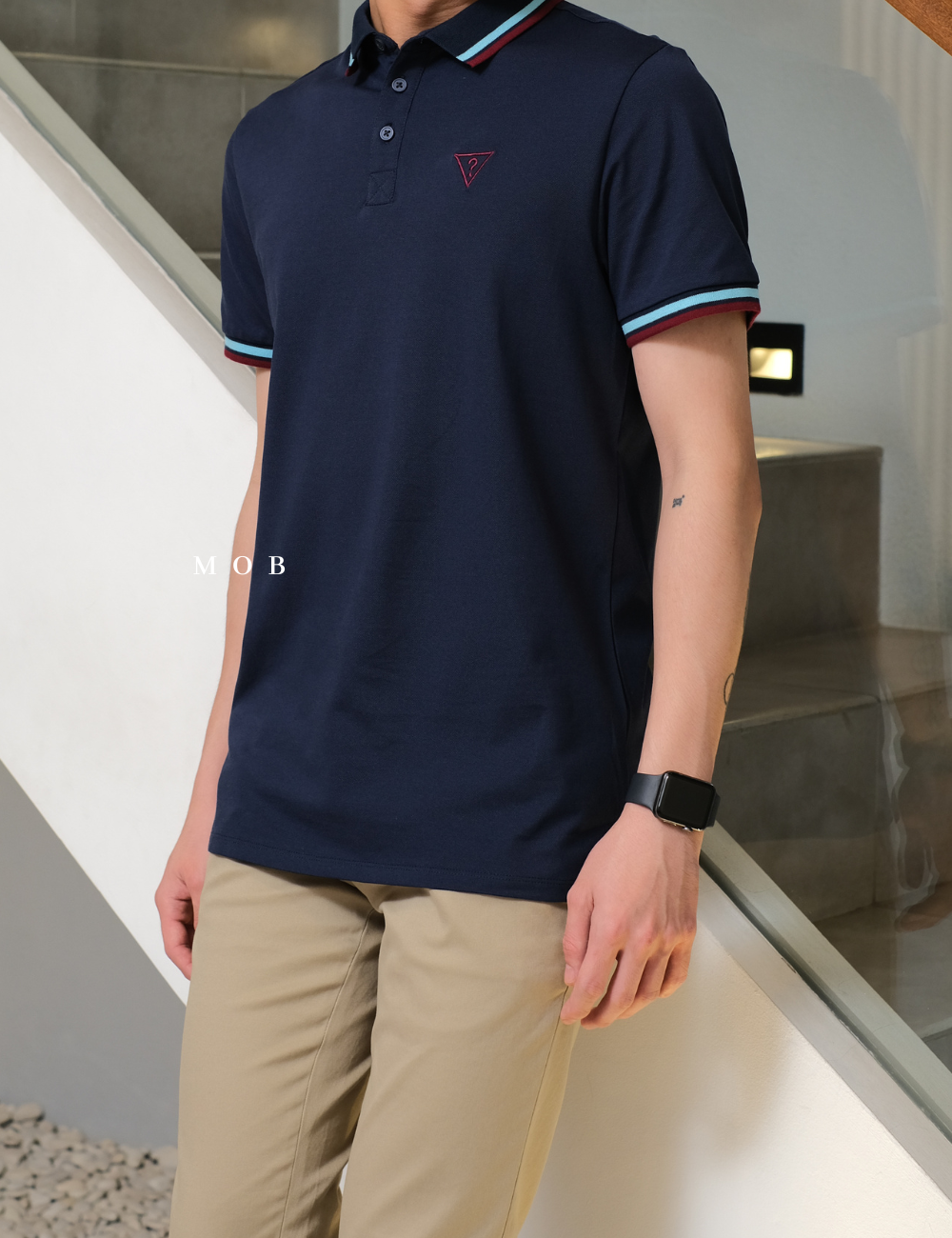 GSSPS01001D Pique Triangle Logo Polo Midnight Navy