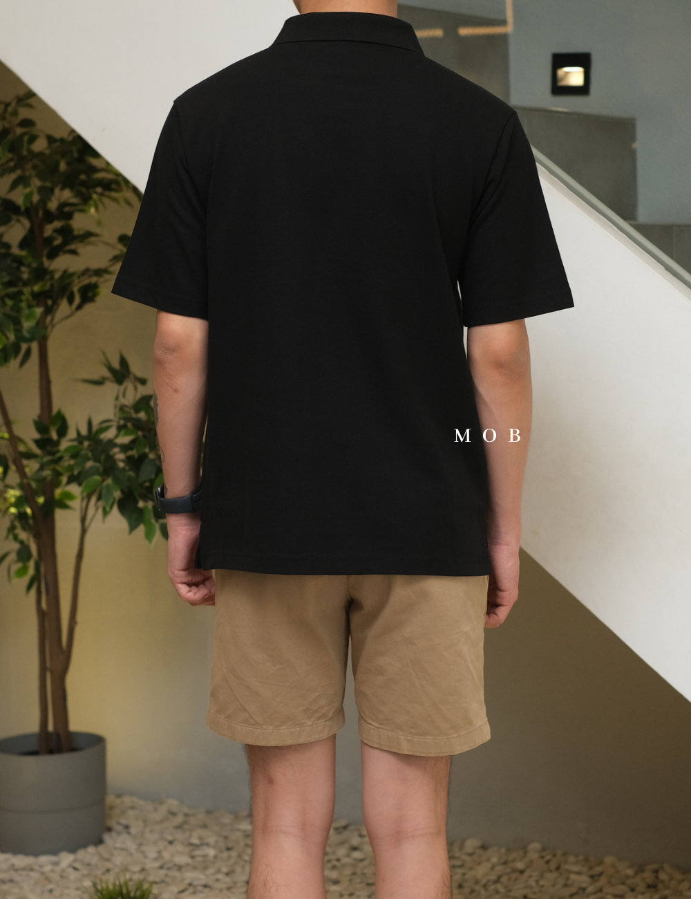 MSSPSS01002A SLIT NECK Pique Polo SS Black