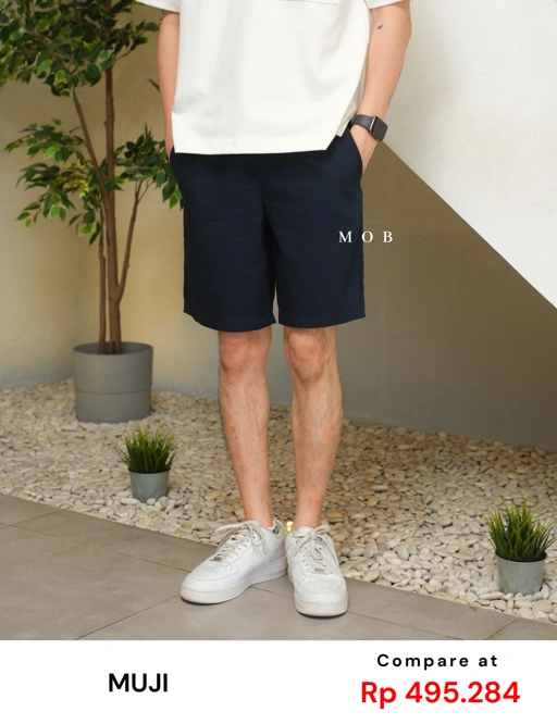 Image of MJSR01001 Broad Cotton Shorts Navy 