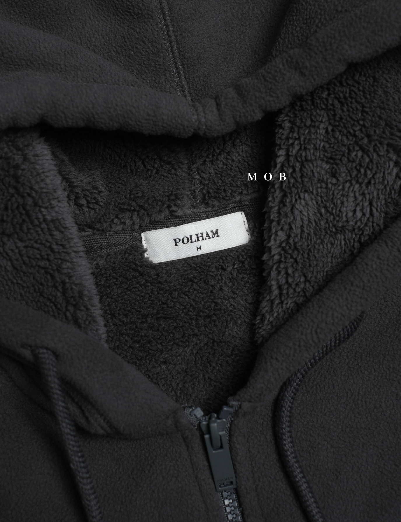PHFZ02002 Fluffy Bonded Sherpa Full Zip Hoodie Dark Grey
